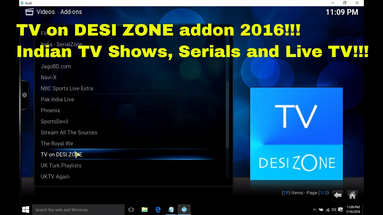 TV on DESI ZONE Addon for Kodi