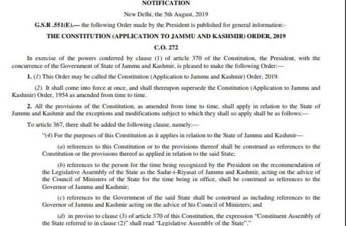 Government Decides To Repeal Article 35 A and 370