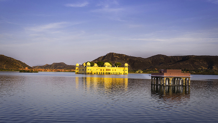 Jal Mahal in blue background