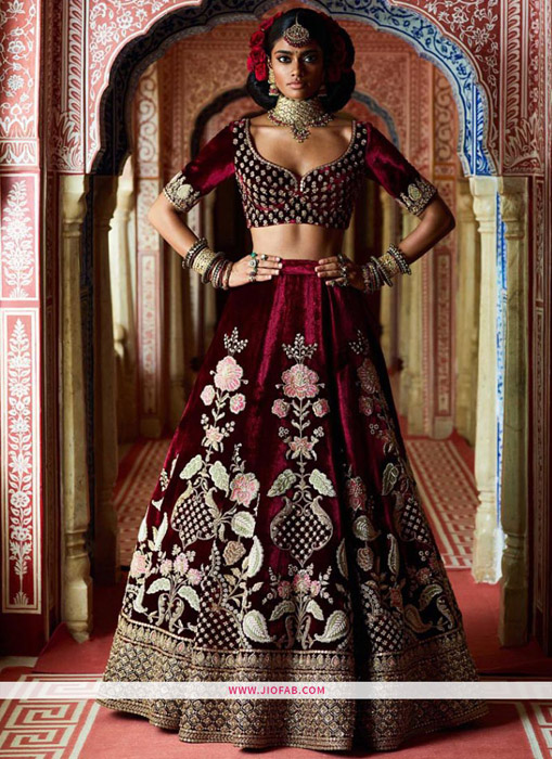 Red Velvet lehenga