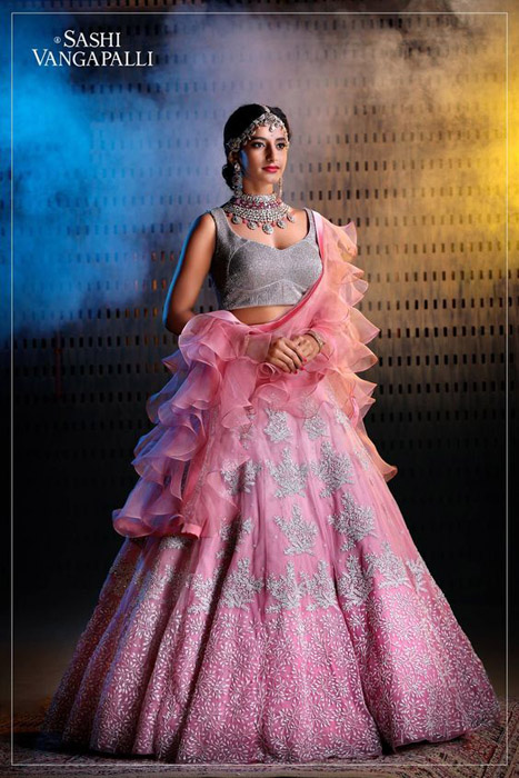 Ruffled bride lehenga