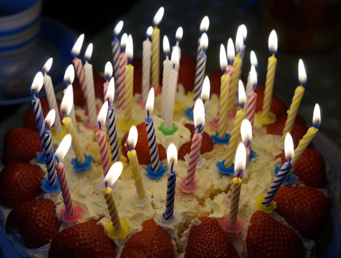 Cake decorated with candles