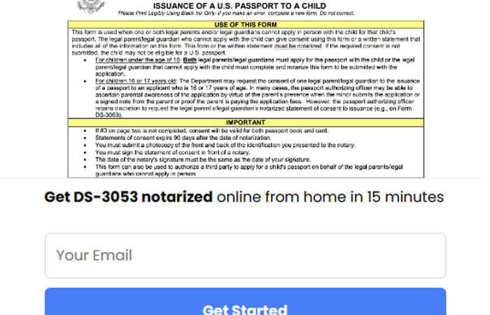 Optimization of the DS 3053 foreign notary process with the use of Internet services